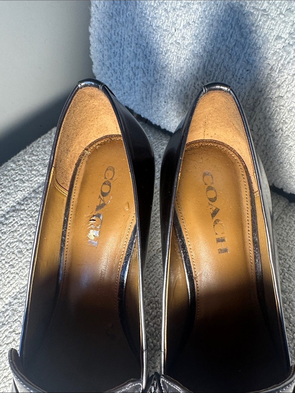 Coach silver Patent Leather Pointed Tassel Loafers heels (Women's) - Picture 5 of 10